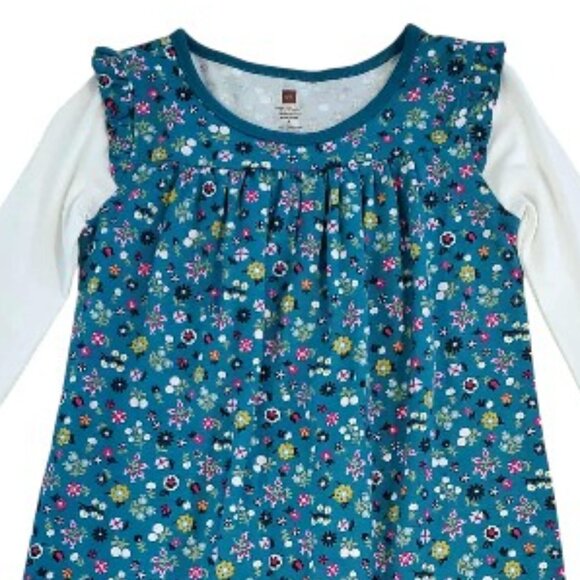 Tea Collection Blue Floral Dress Size 8 - Picture 2 of 5